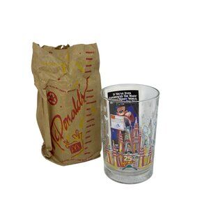VTG McDonalds Disney World 25th Anniversary Donald Duck Glass 1996 Collectible